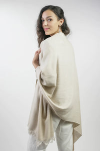 NOMAD IVORY THROW, CASHMERE & SILK