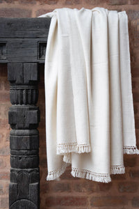 NOMAD IVORY THROW, CASHMERE & SILK