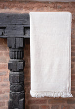 NOMAD IVORY THROW, CASHMERE & SILK